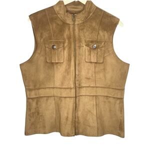 Ralph Lauren LRL Faux Suede Vest Size PL Tan Western Casual Classic